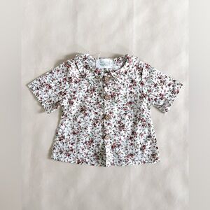 Knotted Fern Red Floral Top 12/18 EUC